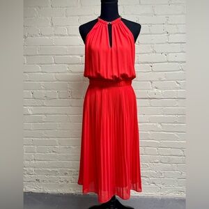 MICHAEL Michael Kors Vibrant Orange Midi Halter Dress, Size S